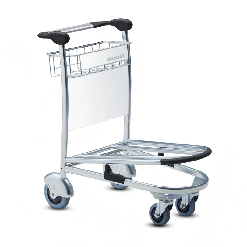 Airport Baggage Trolley Two Fixed and Two Swivel Wheels Natural Rubber Tire Heavy Duty Aluminum Frame for Terminal Use