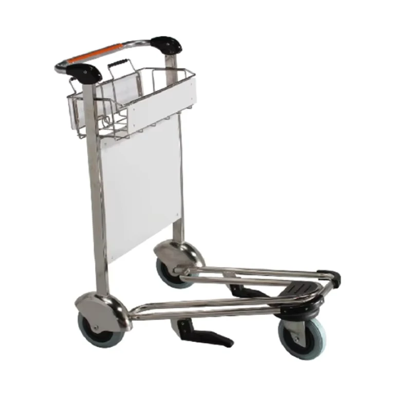Airport Luggage Trolley 3 Wheels with Brake System Stainless Steel or Aluminum