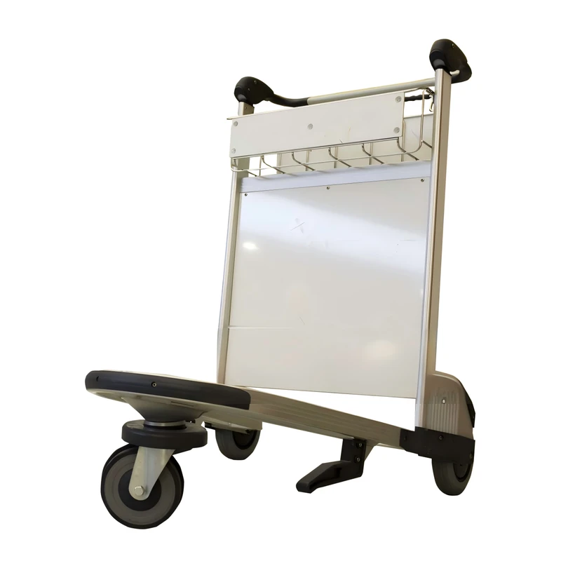 Airport Luggage Trolley Sign Holder Aluminum Frame 250kg Load Capacity Natural Rubber Wheels Customizable for Terminal