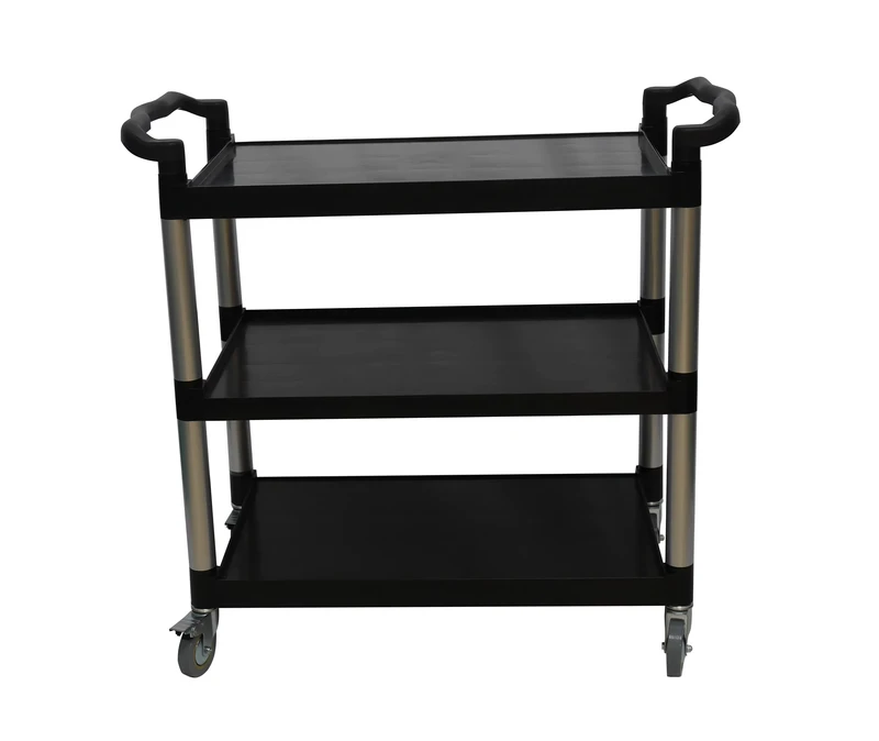 Airport Service Hand Trolley 3 Tiers Plastic 4 Wheels Multi Function Airplane Food Utility Cart