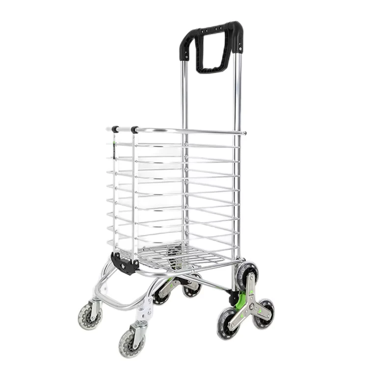 All-Aluminum Frame Folding Shopping Cart Heavy Duty Supermarket Trolley Large Capacity 8 Wheeled Shopping Trolley
