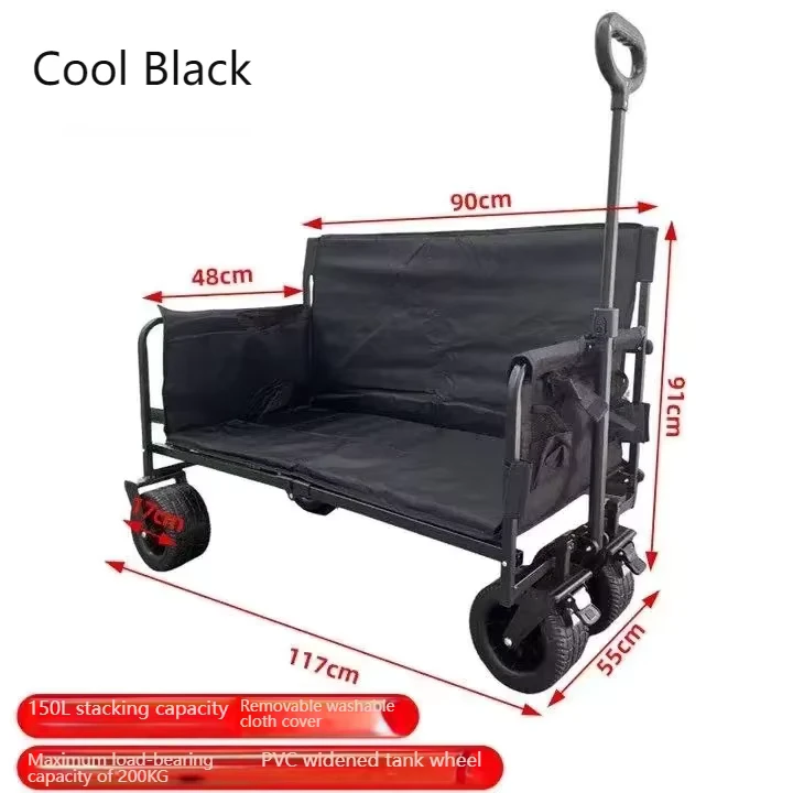 All Terrain Adventurer Aluminum Alloy Four Wheel Trolley Cart 330lb Load Capacity Foldable Dual Access Shopping Outdoor OEM