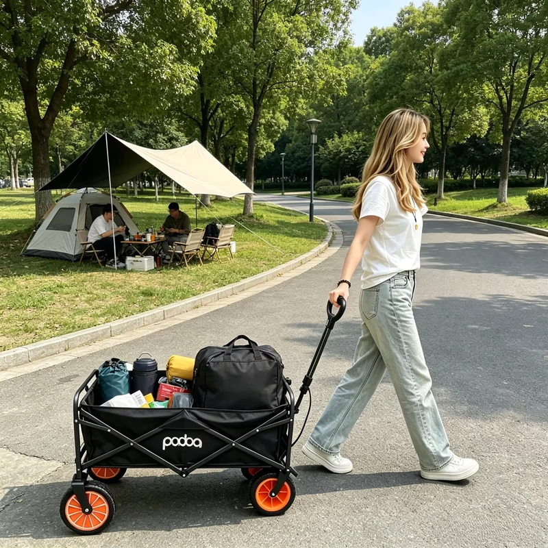 All Terrain Electronic Assist Camping Wagon Foldable for Convenient Storage Foldable for Heavy Cargo and Camping Tools