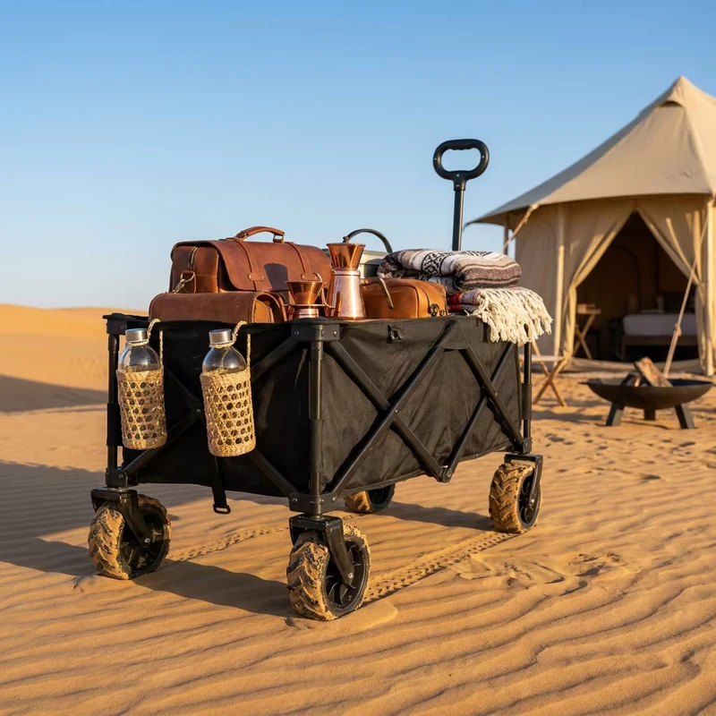 All Terrain Foldable Camping Wagon with Big Wheels for Beach and Outdoor Activities