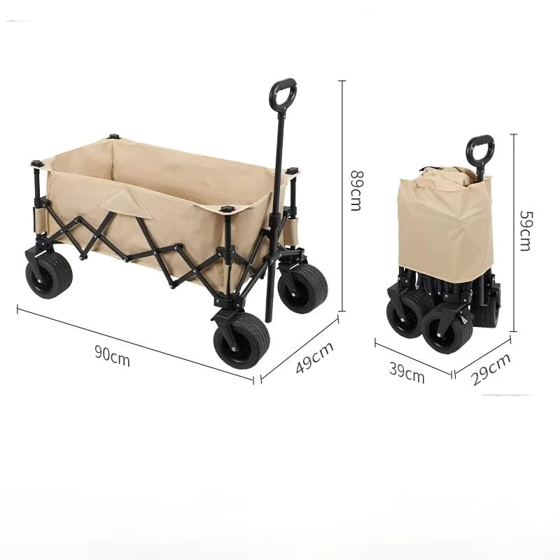 All-Terrain Four-Wheel Outdoor Camping Cart Heavy Duty Folding Trolley for Shopping