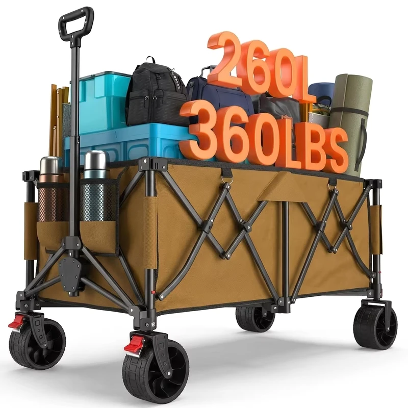 All-Terrain Heavy Duty Folding Camping Cart Collapsible Camping Wagon for Outdoor Picnic