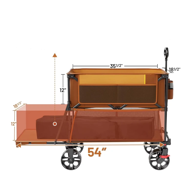 All-in-One Expandable Camping Cart Multi-Level Design Foldable Four-Wheel Easy Maneuver for Camping Outdoor Shopping Activities