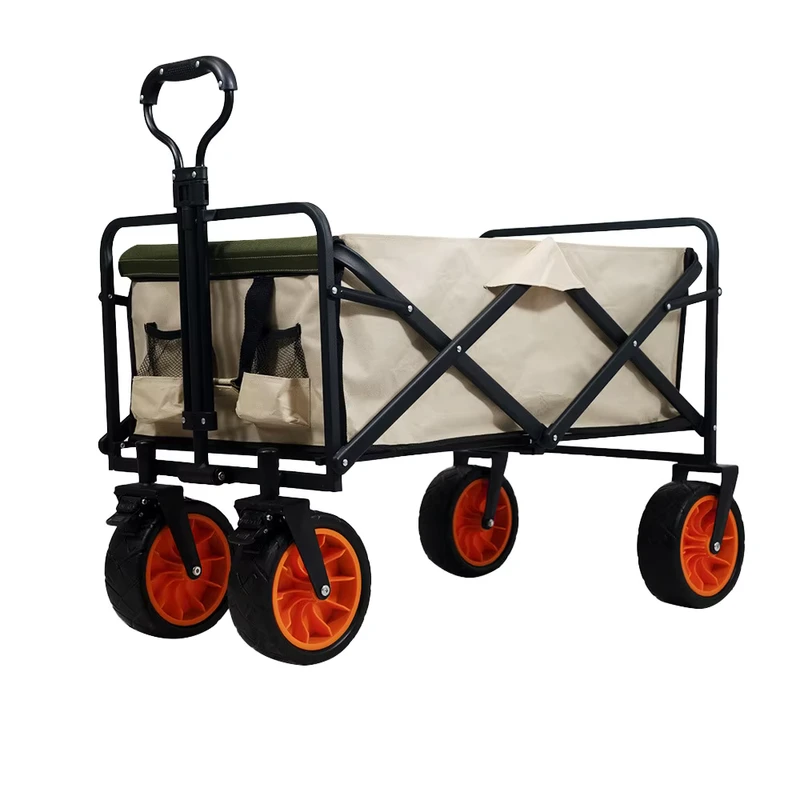 All terrain Folding Camping Wagon Large Capacity Utility Cart with Wide Wheels