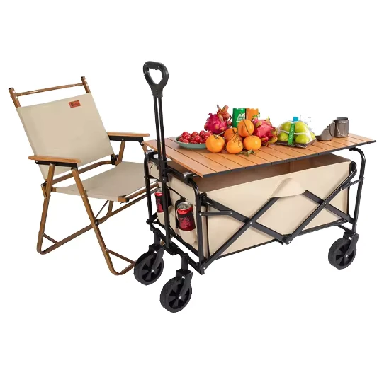 Aluminium Folding Trolley Outdoor Foldable Trailer for Camping Beach Travel Shopping Storage and Tools Handcart