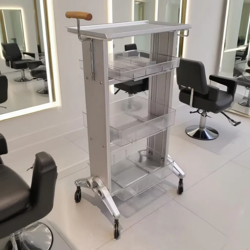 Aluminum Alloy Modern Foldable Salon Hairdresser Trolley Barbershop Beauty Tool Cabinet with 4 Wheel Durable Design