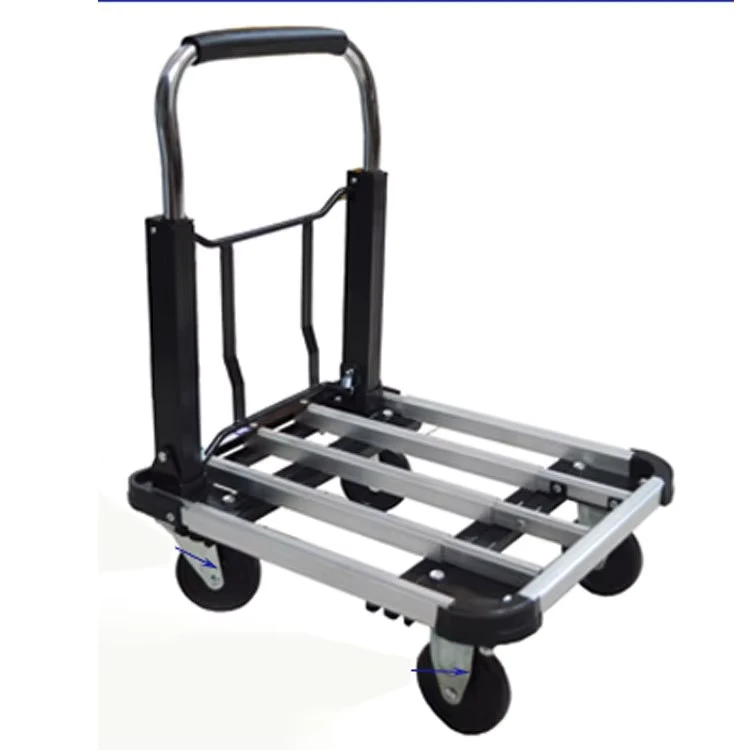 Aluminum Alloy Telescopic Foldable Flatbed Household Trolley 150kg Load Capacity
