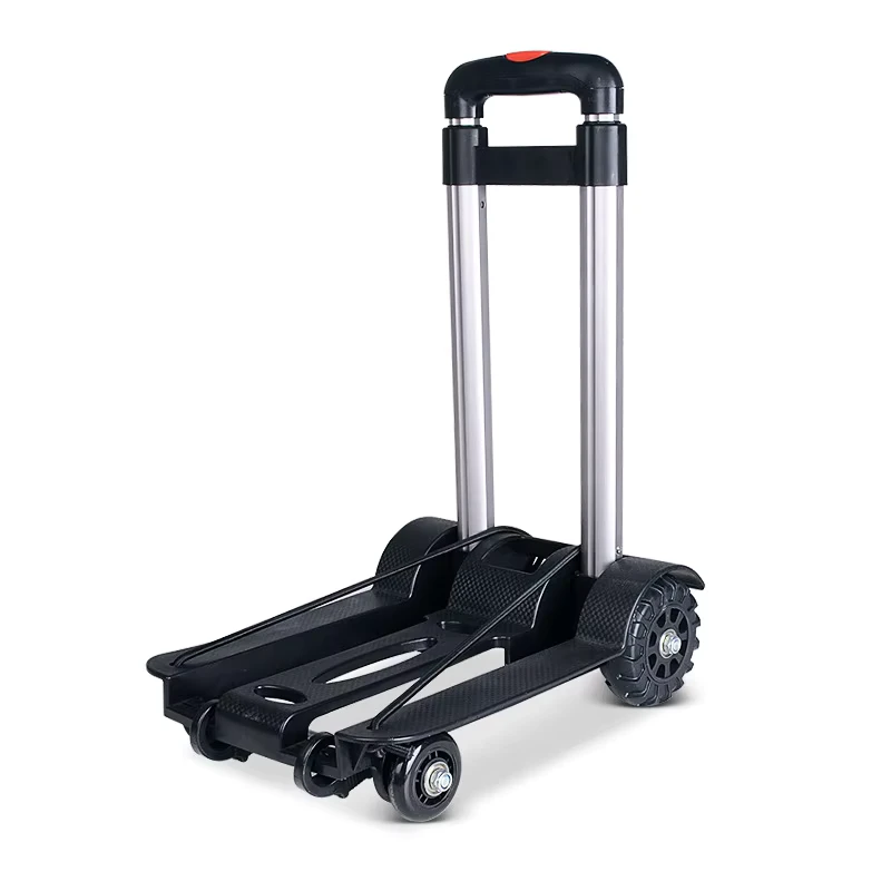 Aluminum Alloy Telescopic Handle Folding Shopping Cart Lightweight Portable Trolley for Grocery Luggage Elderly Travel