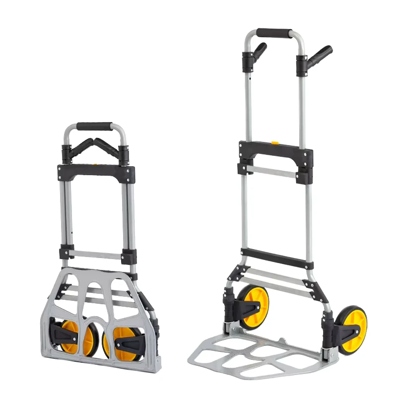 Aluminum Alloy Two-Wheeled Industrial Trolley Luggage Shopping Cart Trailer Flatbed Platform