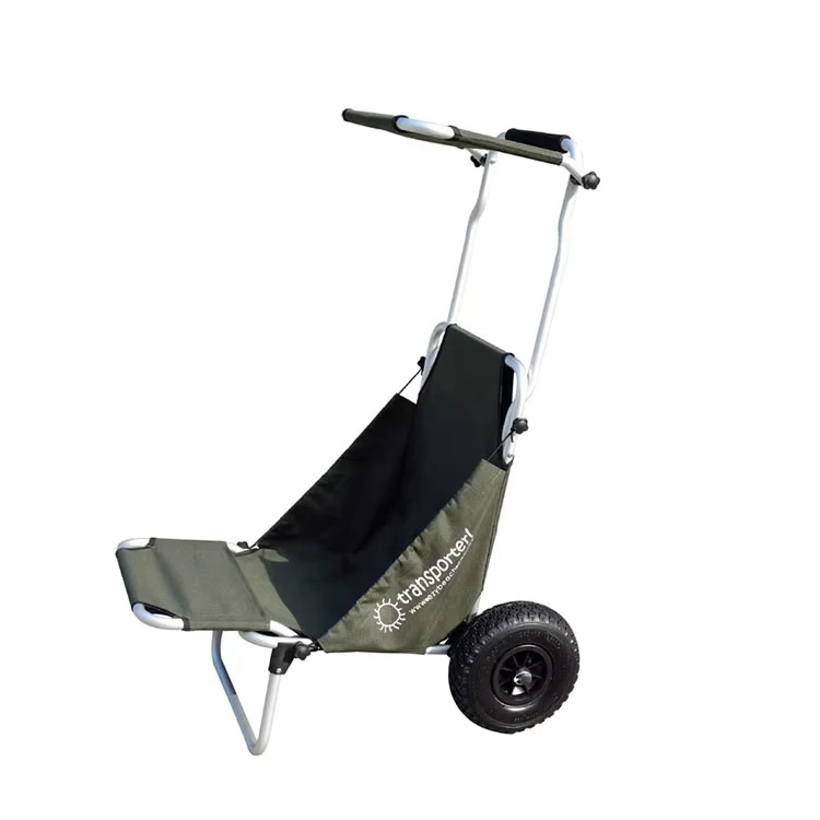 Aluminum Collapsible Fishing Beach Cart Trolley with Seat 2 Wheels for Hand Carts & Trolleys