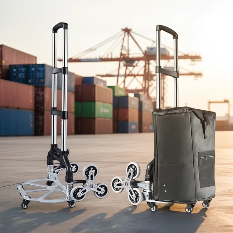 Aluminum Foldable Shopping Trolley 200kg Load Lightweight Hand Cart Wheels for Warehouse Transportation OEM Customizable
