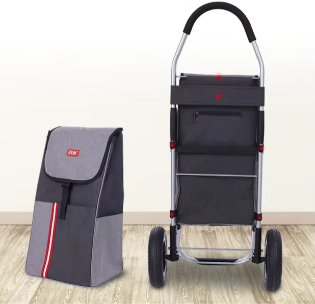 Aluminum Foldable Utility Shopping Cart With Wheels Removable Bag Collapsible Personal Folding Cart for Elderly People