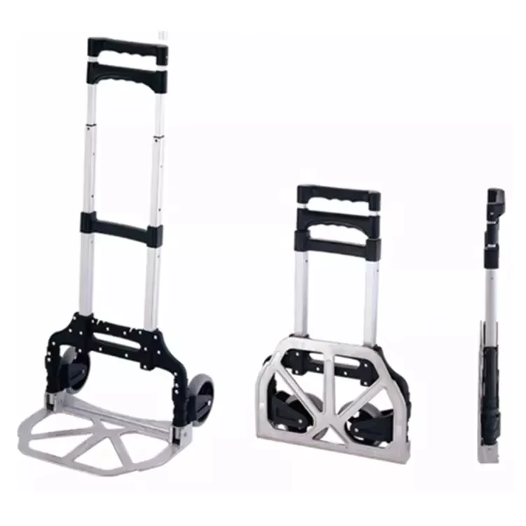 Aluminum Four Wheel Foldable Hand Trolley Cart Platform Shopping Cart 75kg Load Capacity Industrial Tool OEM