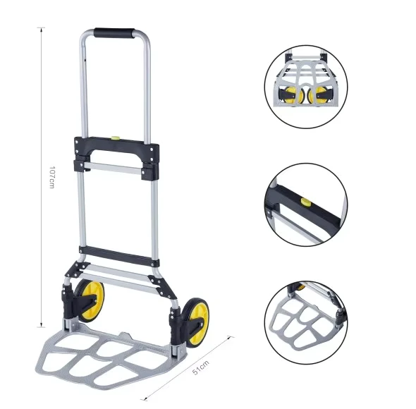 Aluminum Hand Luggage Trolley Folding Trolley Cart Folding Climbing Stairs Luggage Hand Cart Household Pulling Trolley