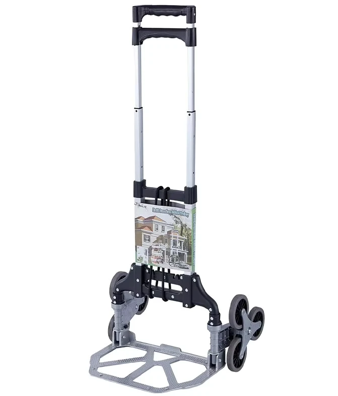 Aluminum Hand Luggage Trolley Folding Trolley Cart Folding Climbing Stairs Luggage Hand Cart Household Pulling Trolley