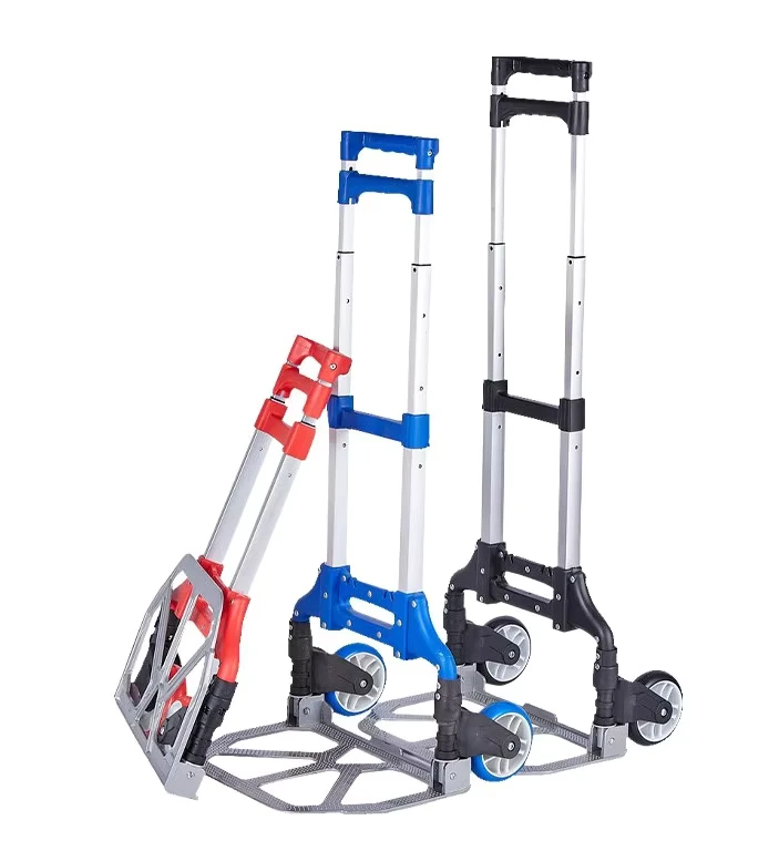 Aluminum Hand Luggage Trolley Folding Trolley Cart Folding Climbing Stairs Luggage Hand Cart Household Pulling Trolley