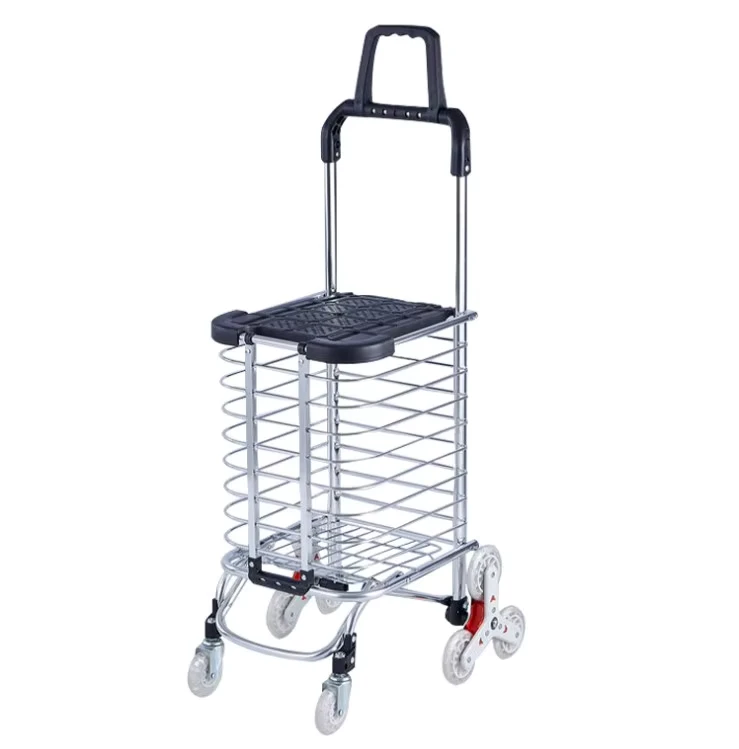 Aluminum Hand Luggage Trolley Folding Trolley Cart Folding Climbing Stairs Luggage Hand Cart Household Pulling Trolley