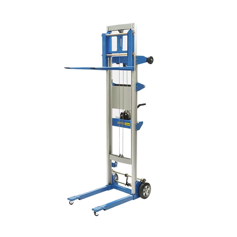 Aluminum Manual Winch Lift Mini Manual Forklift Cargo Loading Stacker Hand Animal Material Lift