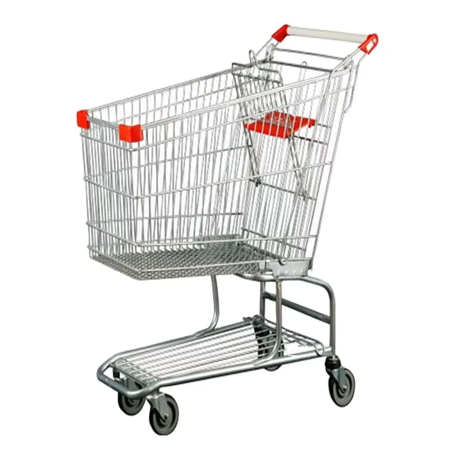 America Type 60L Folding Metal Shopping Trolley Push Cart Used for Supermarket
