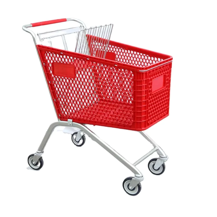 American Style 125L Metal Shopping Cart Supermarket Trolley with Baby Seat