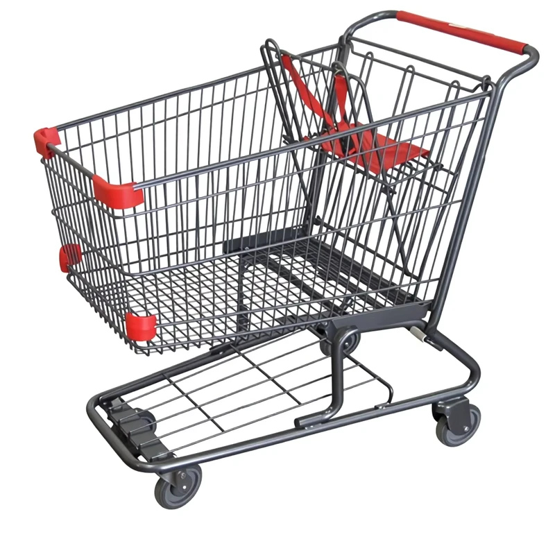 American Style 135L Supermarket Metal Shopping Trolley Cart