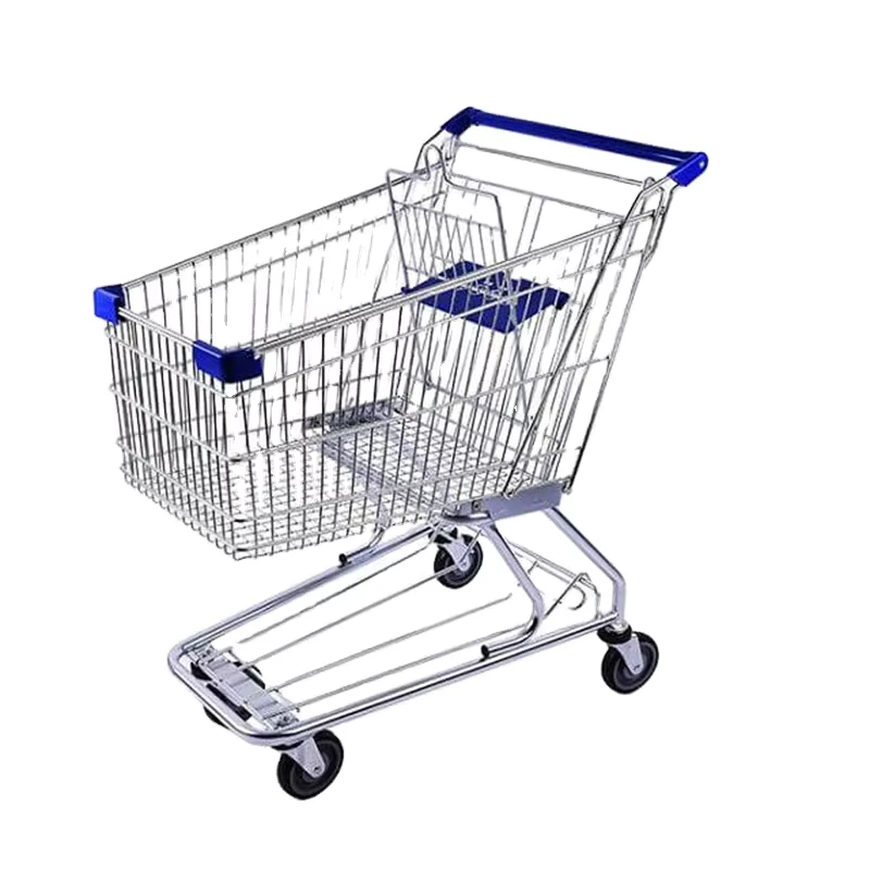 American Style Senior Stainless Grocery Shopping Trolley With 4 Wheels
