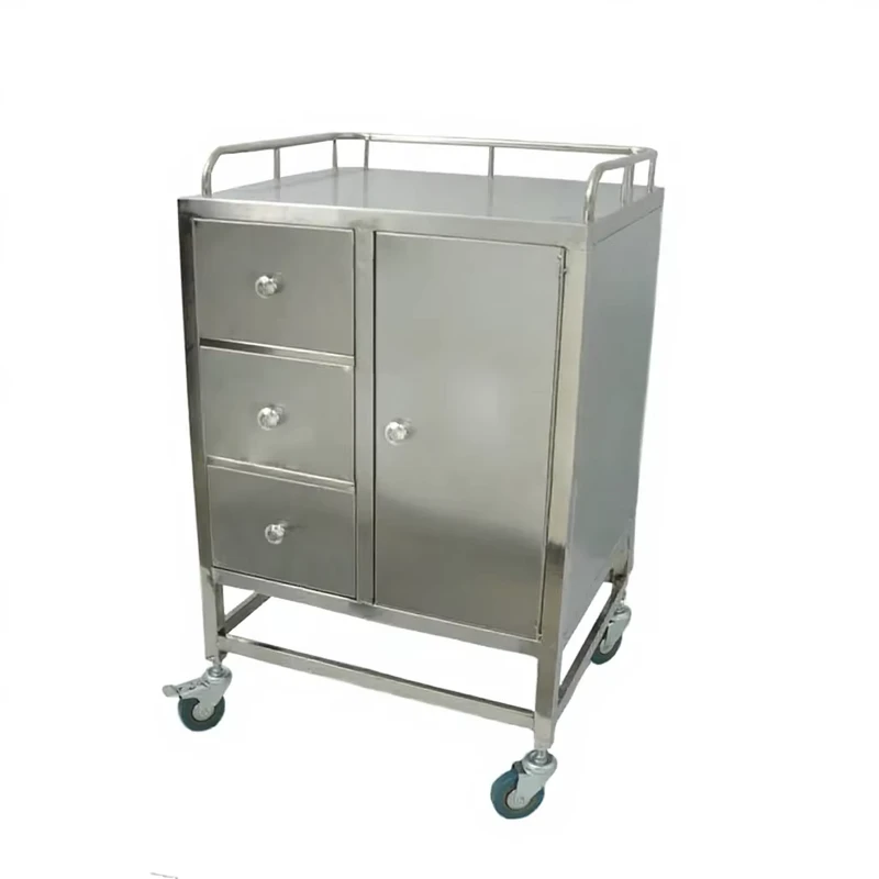 Anesthesia Trolley Hospital Medical Anesthesia Cart Trolley Stainless Steel Treatment Trolley Mobile Wheel
