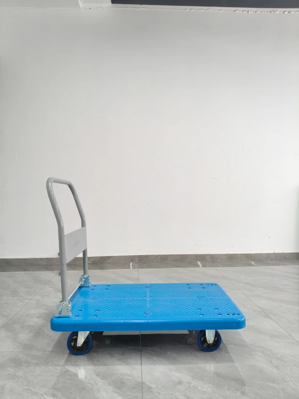 Anti Slip Plastic Flat Hand Trolley Folding Metal Handle Industrial Moving Cart With Silent Swivel Casters
