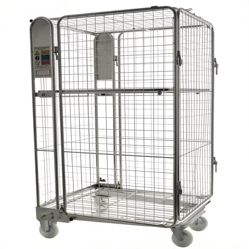 Anti-Theft 4-Sided Security Roll Container Nestable 500kg Capacity Steel Q235 High Value Goods Transport Lockable Roll Cage
