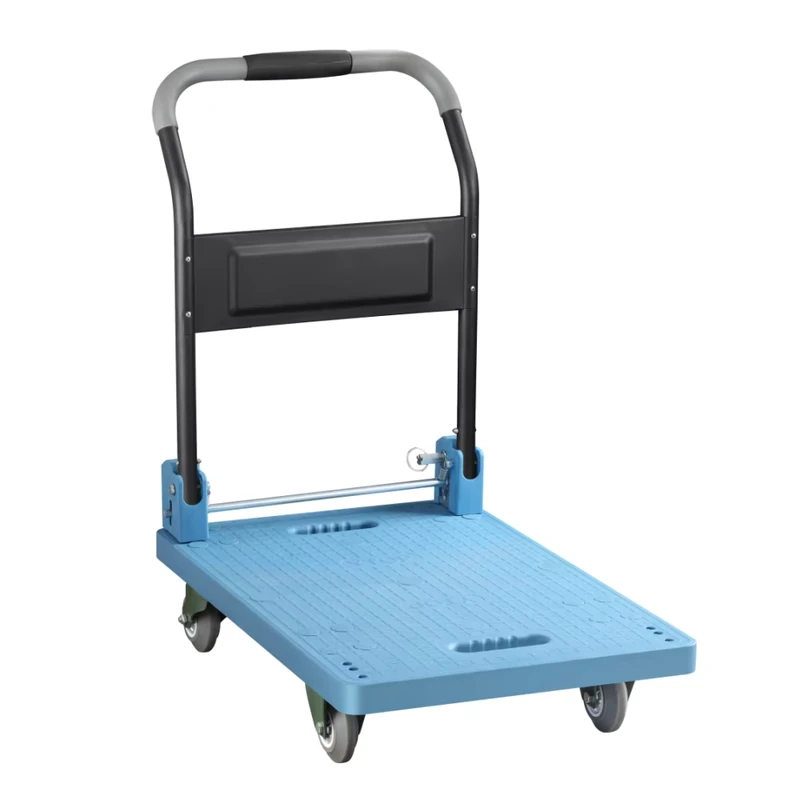 Anti noise 300kg Capacity Heavy Duty Foldable Four Wheel Platform Truck Hand Cart High quality Plastic for Shopping Storage