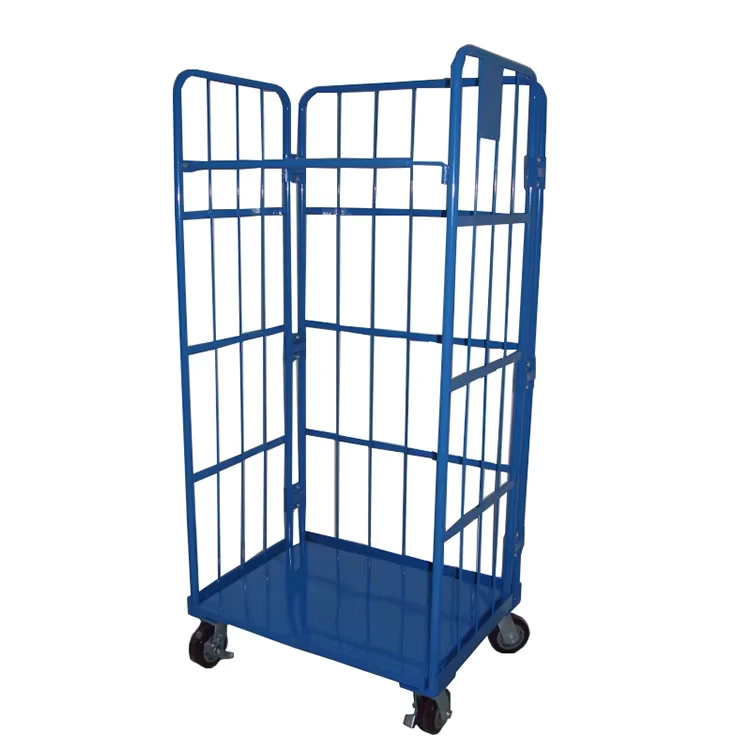 Asian Materials Handling Space Saving Foldable Steel Dismountable Cargo Storage Roll Container Hand Trolley