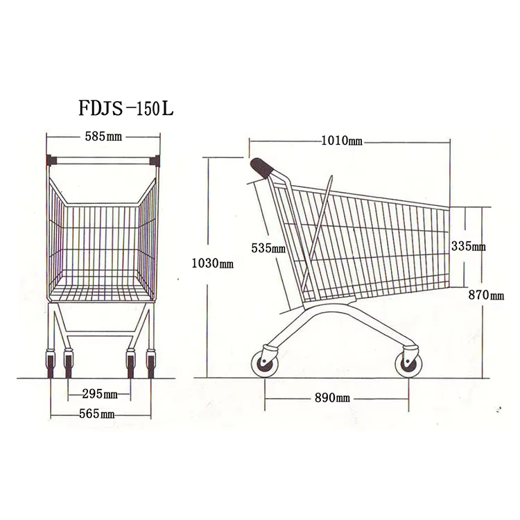 Asian Style 150L Metal Super Market Supermarket Shopping Trolley
