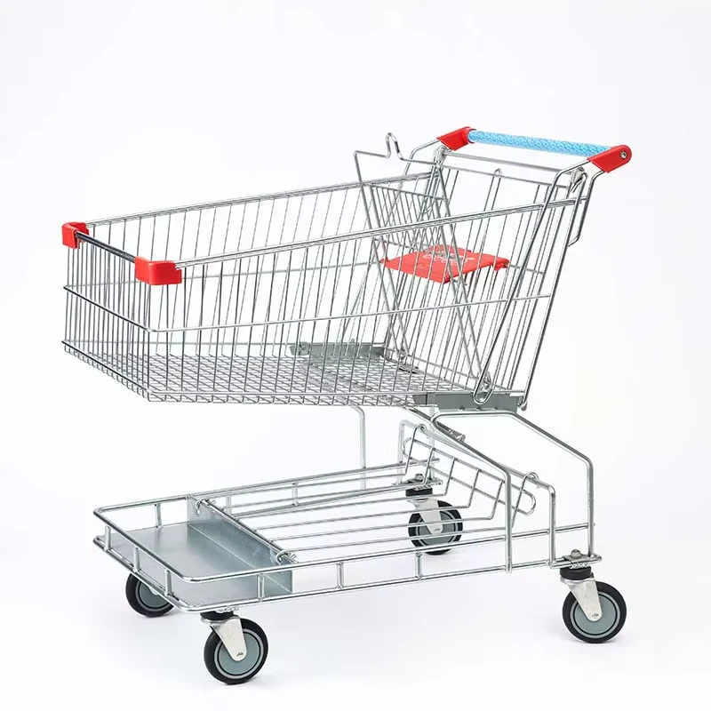 Asian Style Metal Shopping Trolleys And Carts With 4 Wheels And Electric Plating Powder Coating