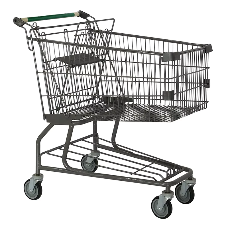 Asian Style Shopping Trolley Supermarket Equipment Metal Folding Trolley