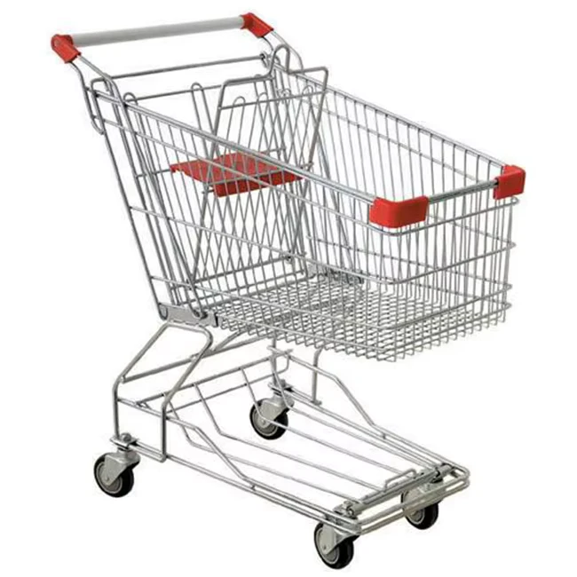 Asian Type 80L Folding Metal Shopping Cart 4 5 Inch PVC PU TPR Wheels Jiayuan JY STA03 Zinc Chrome Finish Baby Seat Plastic