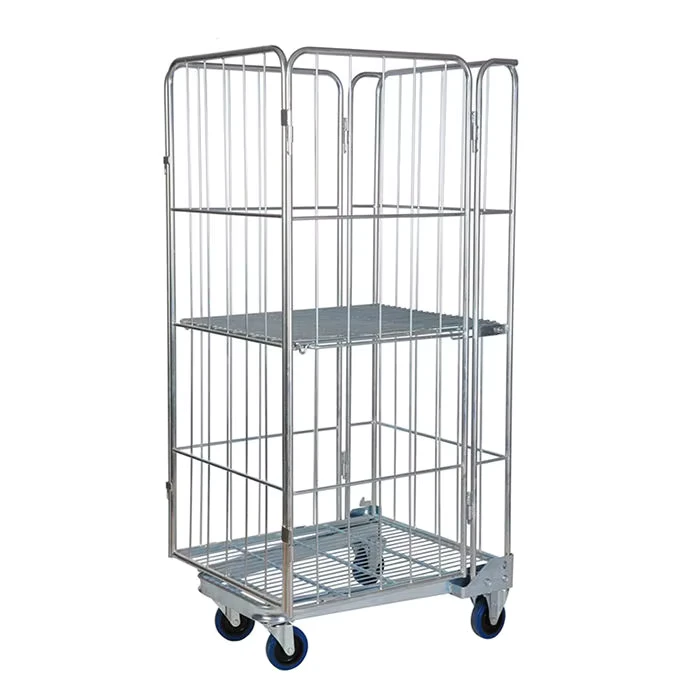 Assembled Snap Closure 5 Shelves Metal Storage Container Roll Cage Trolley