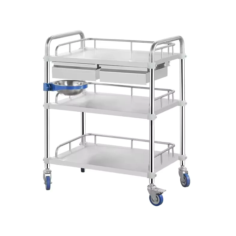 B610 Stainless Steel Medical Instrument Emergency Trolley Hospital Furniture for Hospital and Clinic Medical Carts