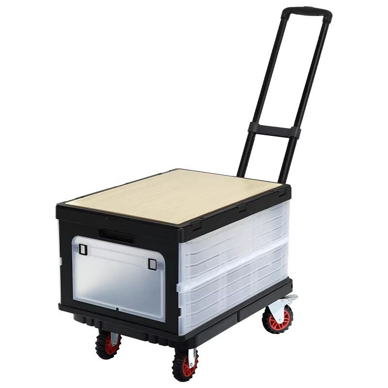 BAOYU Foldable PP Camping Box Cart Hand Trucks Storage Trolley Cart