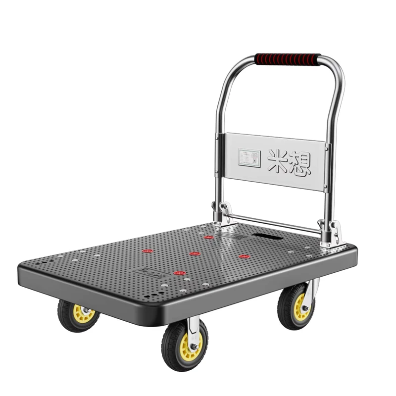 BC 862 Plastic Shopping Trolley Airport Baggage Dolly Foldable Push bar Trolley Heavy Duty Platform Dolly for Moving Cargo