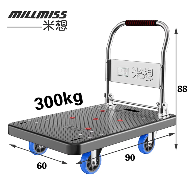 BC 864 Collapsable Business Square Rolling Cart 4 Wheel Storage Trolley Foldable Hand Truck Market Push Cart