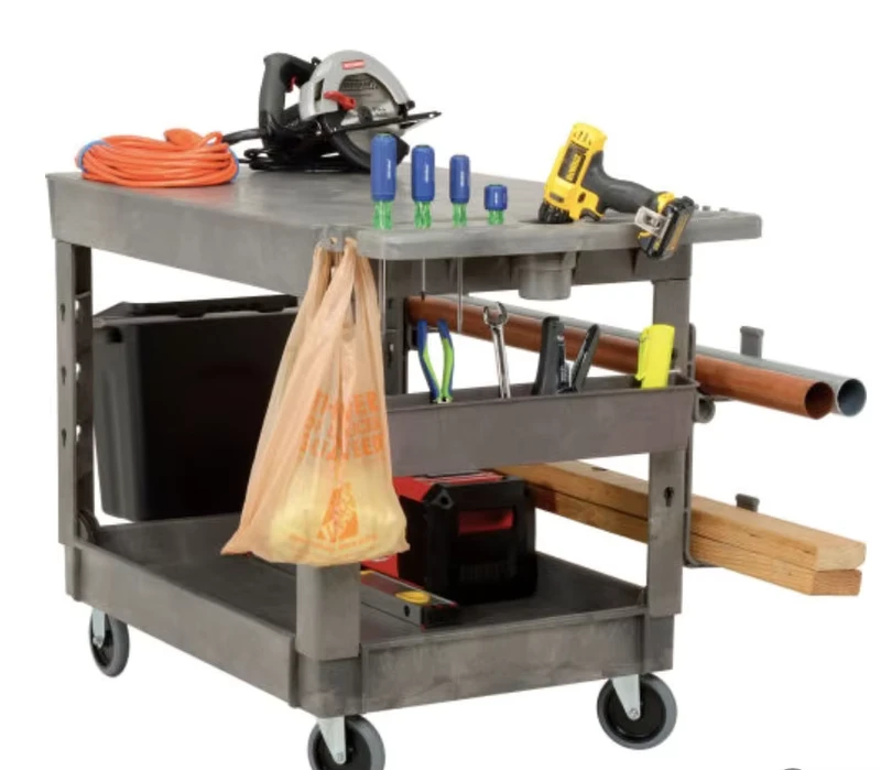 BL 104 Industrial Flat Top Utility Cart with 2 Shelves 5″ Casters 500 Lb Load Capacity 40 5/8″L x 25 5/8″W x 33″H Gray Black