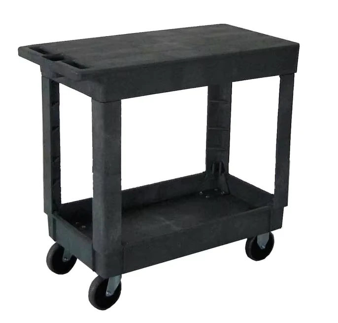BL 107 Four Wheel Utility Cart Deep Lipped Flush Plastic Shelves 550 lb Load Capacity 34 1/2″ L x 17 1/2″ W x 33″ H