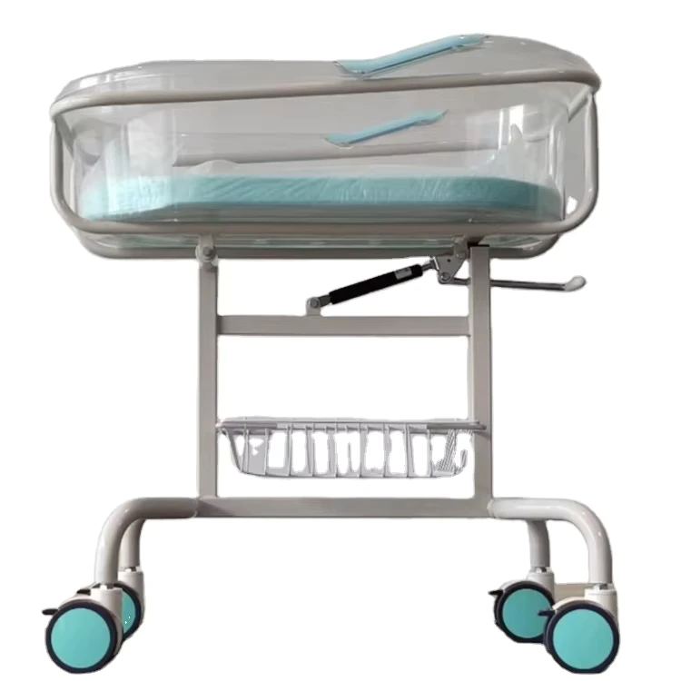 BT AB112 Manual Gas Spring Control Head Tilt Patient Room Newborn Trolley Steel Hospital Bed