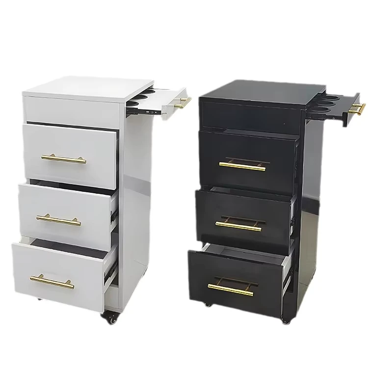 Barber Shop Trolley 3 Layers Steel Shelf Hair Salon Styling Serving 3 tier Trolley Table and Drawer Salon Furniture