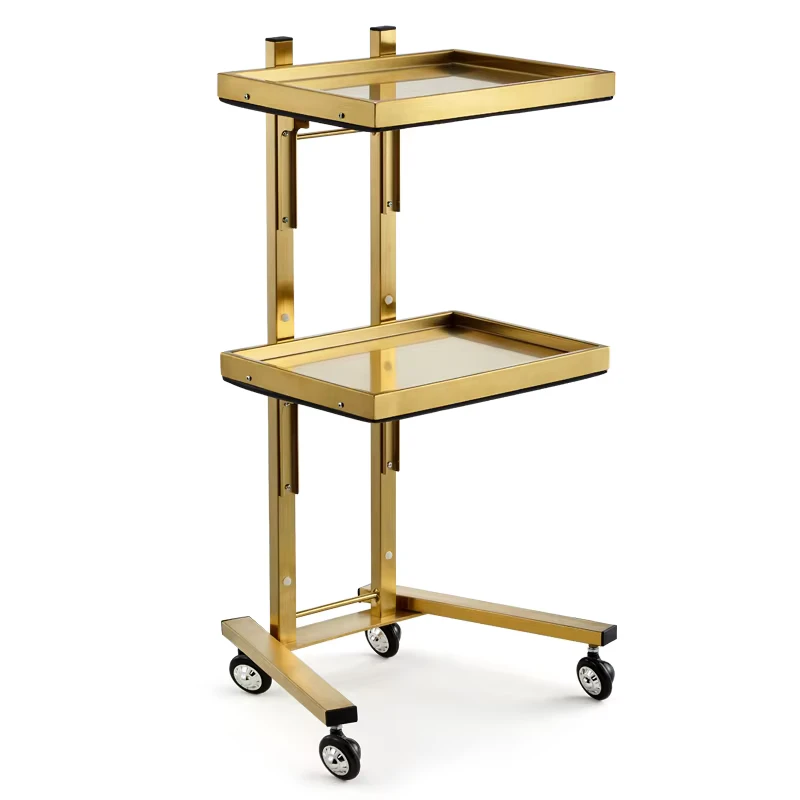 Barber Sop Furniture Stainless Steel Styling Salon Tool Beauty Hair Salon Side Trolley with Wheels