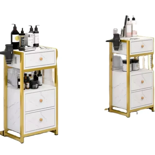 Barber Steel Gold Directional Plated Shop Luxury Stainless With Wheels Metal Salon Barber Trolley